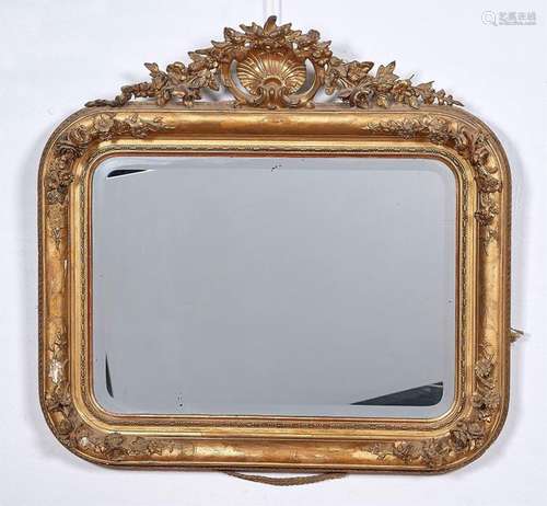 Rectangular MIRROR made of gilded wood and stuccoe…