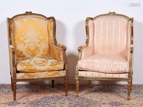 PAIR OF BERGERES in the Louis XVI style resting on…