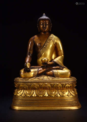 CHINESE GILT BRONZE BUDDHA