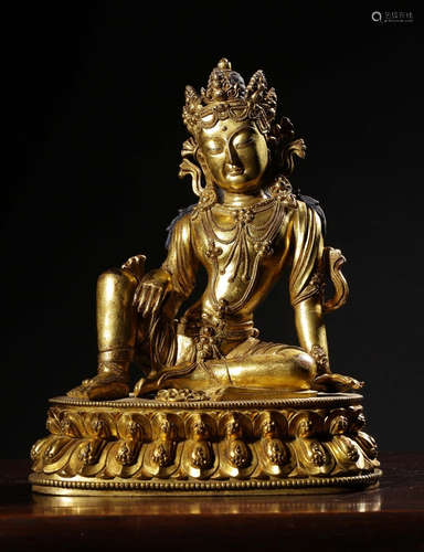 CHINESE GILT BRONZE BUDDHA