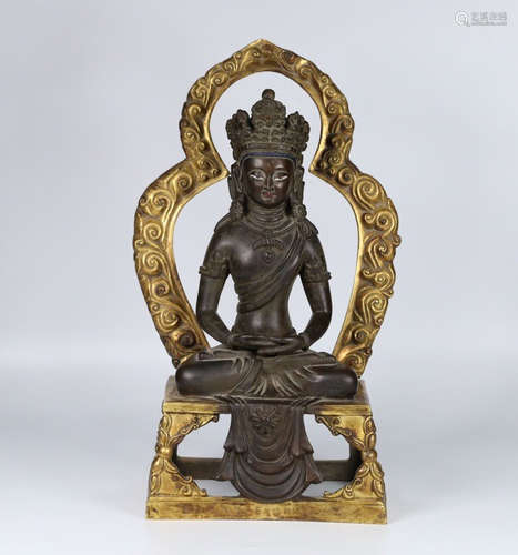 CHINESE GILT BRONZE BUDDHA