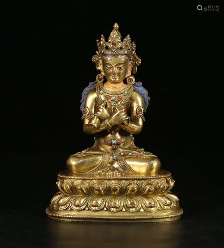 CHINESE GILT BRONZE BUDDHA