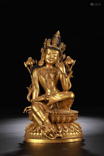 CHINESE GILT BRONZE BUDDHA