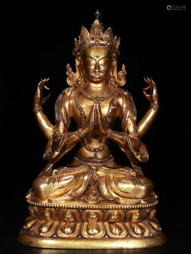 CHINESE GILT BRONZE BUDDHA