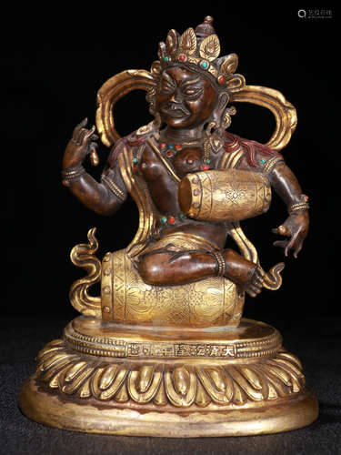 CHINESE GILT BRONZE BUDDHA