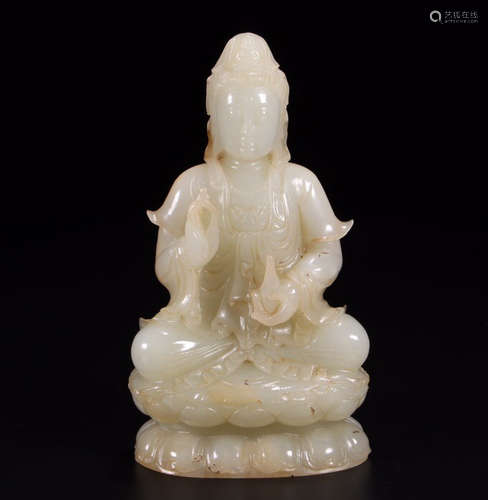 CHINESE CARVED HETIAN JADE BUDDHA