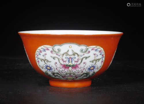 JIUYUANSHANFANG MARK, CHINESE RED GLAZED BOWL