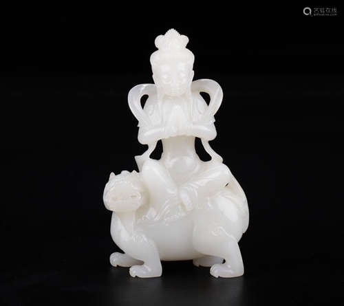 CHINESE CARVED HETIAN JADE BUDDHA