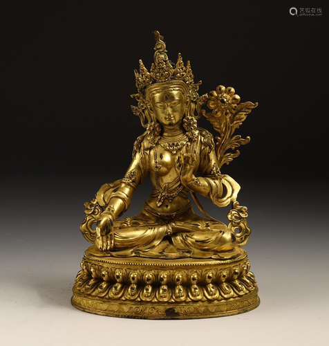 CHINESE GILT BRONZE BUDDHA