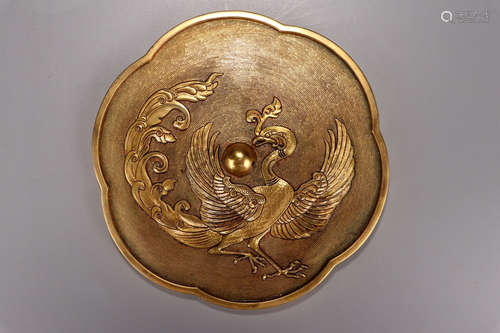 CHINESE GILT BRONZE MIRROR