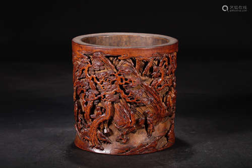 CHINESE CARVED BAMBOO BRUSHPOT