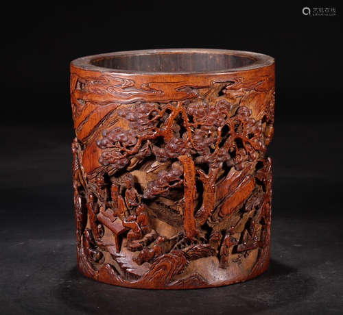 CHINESE CARVED BAMBOO BRUSHPOT