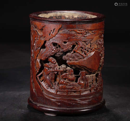 CHINESE CARVED BAMBOO BRUSHPOT