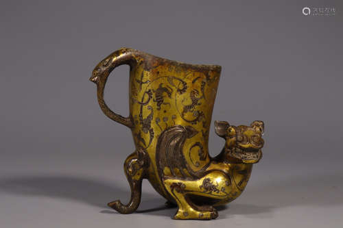 CHINESE GILT BRONZE CUP