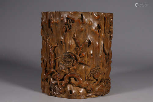 CHINESE CARVED BAMBOO BRUSHPOT