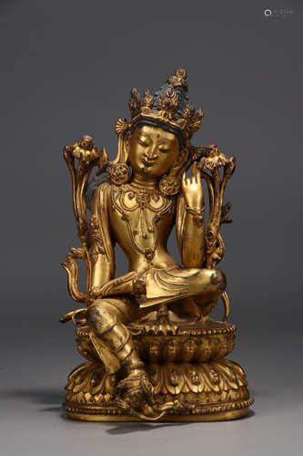 CHINESE GILT BRONZE BUDDHA