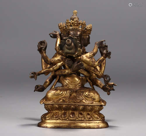 CHINESE GILT BRONZE BUDDHA