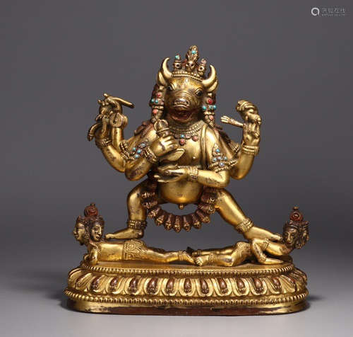 CHINESE GILT BRONZE BUDDHA