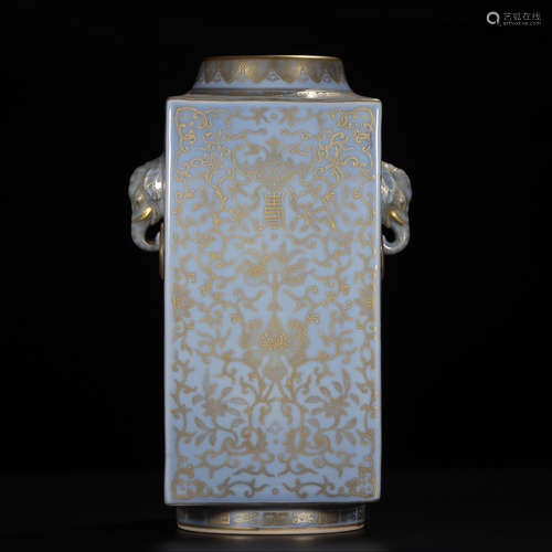 CHINESE GILT CELADON GLAZE VASE