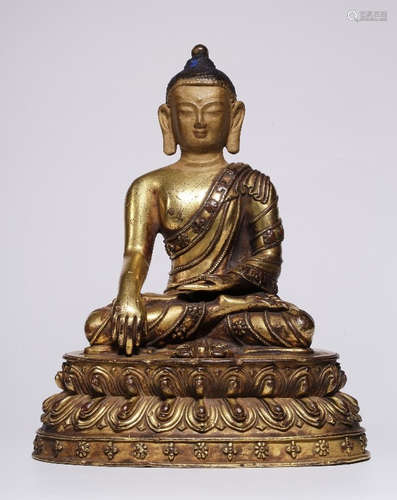 CHINESE GILT BRONZE BUDDHA