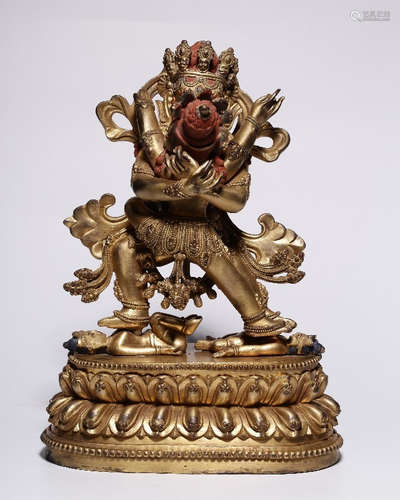 CHINESE GILT BRONZE BUDDHA