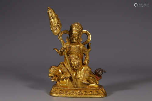 CHINESE GILT BRONZE BUDDHA