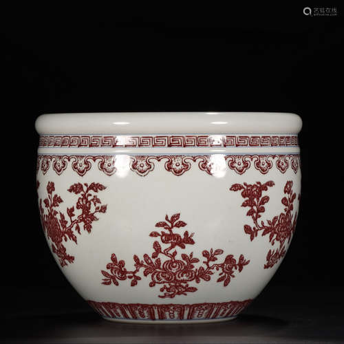 QIANLONG MARK, CHINESE RED GLAZED JAR