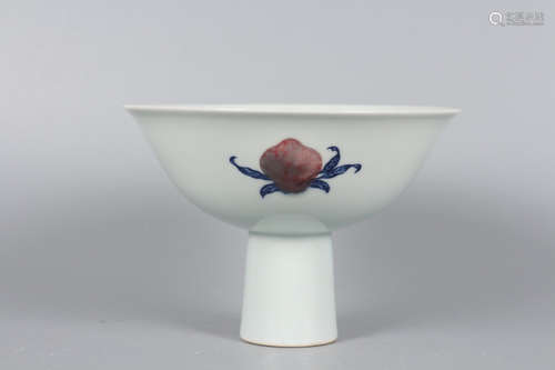 YONGZHENG MARK, CHINESE BLUE & WHITE RED GLAZED BOWL