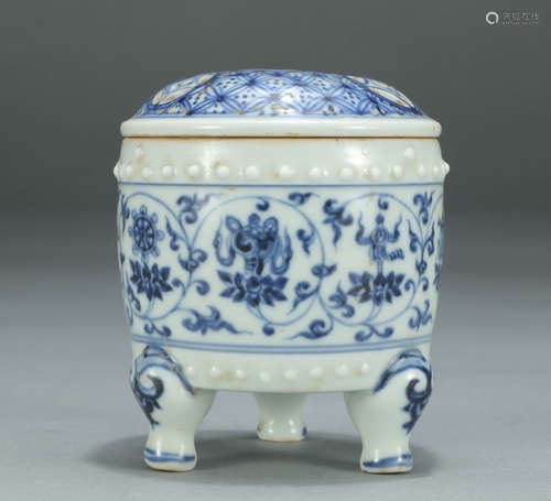 CHENGHUA MARK, CHINESE BLUE & WHITE CENSER