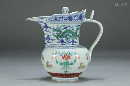 CHENGHUA MARK, CHINESE DOUCAI POT W/ COVER