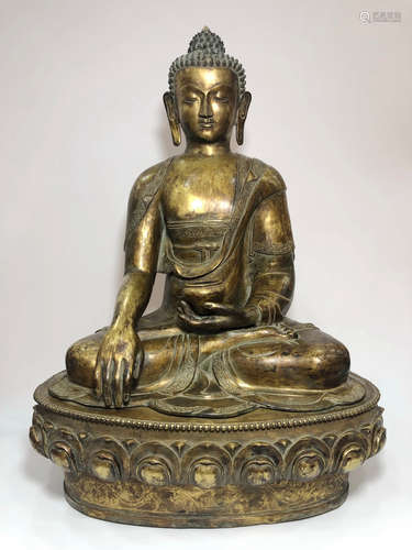 CHINESE GILT BRONZE BUDDHA