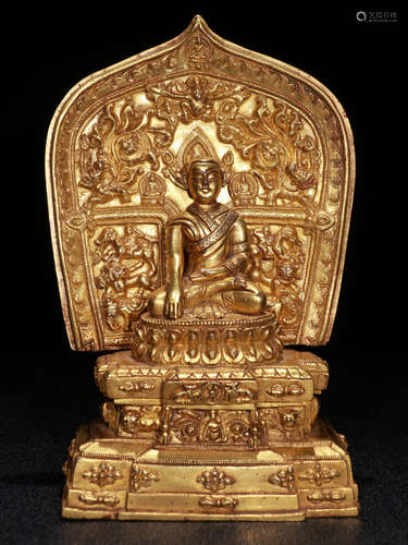 CHINESE GILT BRONZE BUDDHA