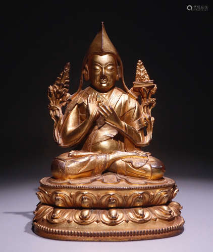 CHINESE GILT BRONZE BUDDHA