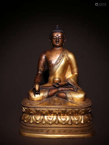 CHINESE GILT BRONZE BUDDHA