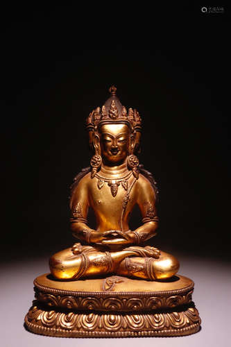 CHINESE GILT BRONZE BUDDHA