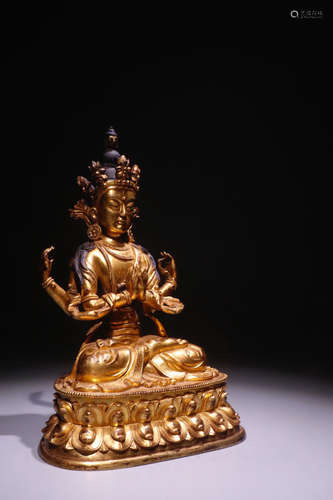 CHINESE GILT BRONZE BUDDHA