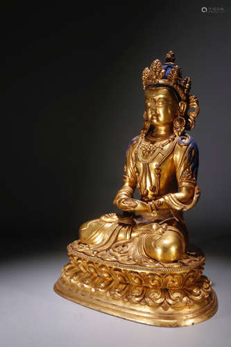 CHINESE GILT BRONZE BUDDHA