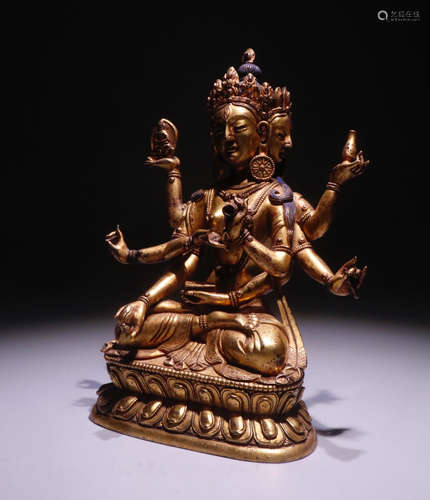 CHINESE GILT BRONZE BUDDHA