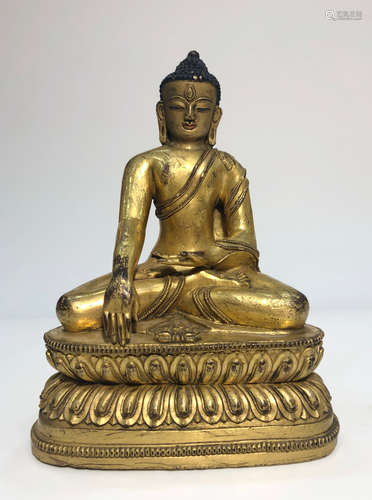 CHINESE GILT BRONZE BUDDHA