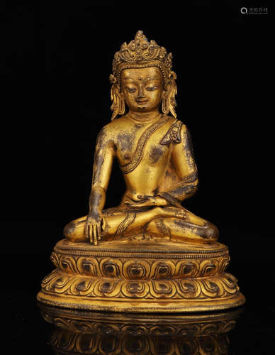 CHINESE GILT BRONZE BUDDHA