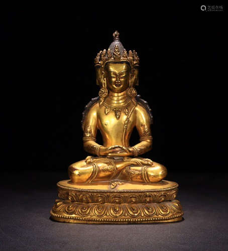 CHINESE GILT BRONZE BUDDHA