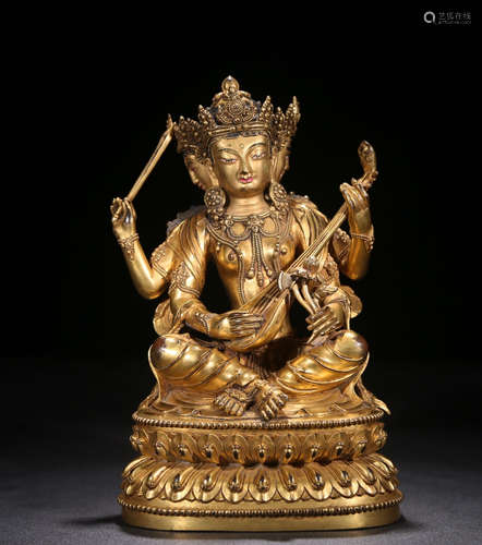 CHINESE GILT BRONZE BUDDHA