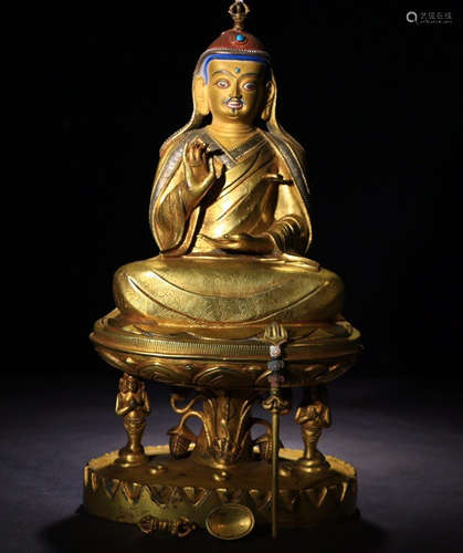 CHINESE GILT BRONZE BUDDHA