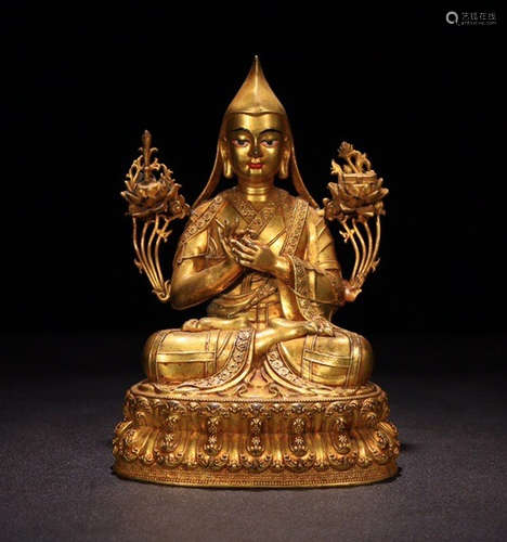 CHINESE GILT BRONZE BUDDHA