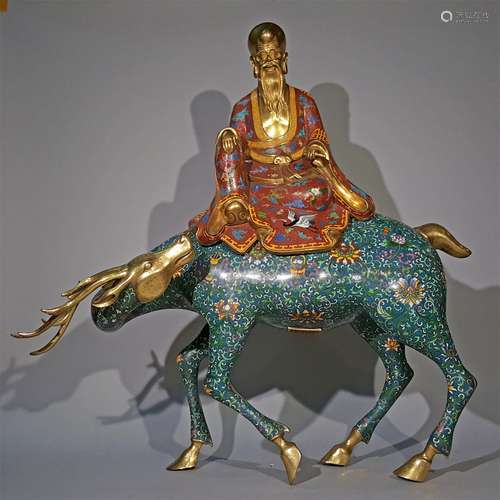 A QING DYNASTY CLOISONNE LONGEVITY STAR