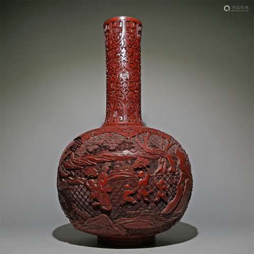 A MING DYNASTY CARVED LACQUER CELESTIAL SPHERE VASE