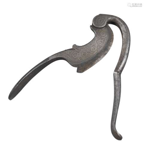 十九世纪样式 印度铭文铁鋄银槟榔钳