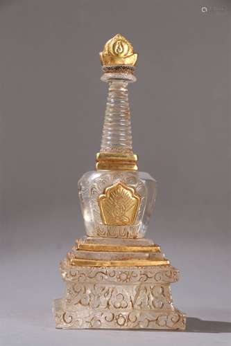 A LIAO DYNASTY CRYSTAL GILDED PAGODA