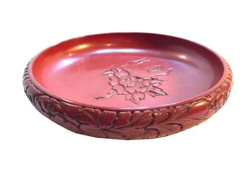 Red Lacquer Dish Platter 8 1/8