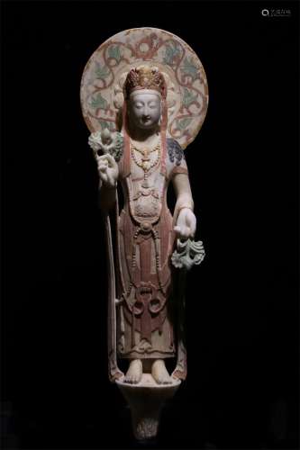 A NORTHERN QI DYNASTY WHITE MARBLE GUANYIN